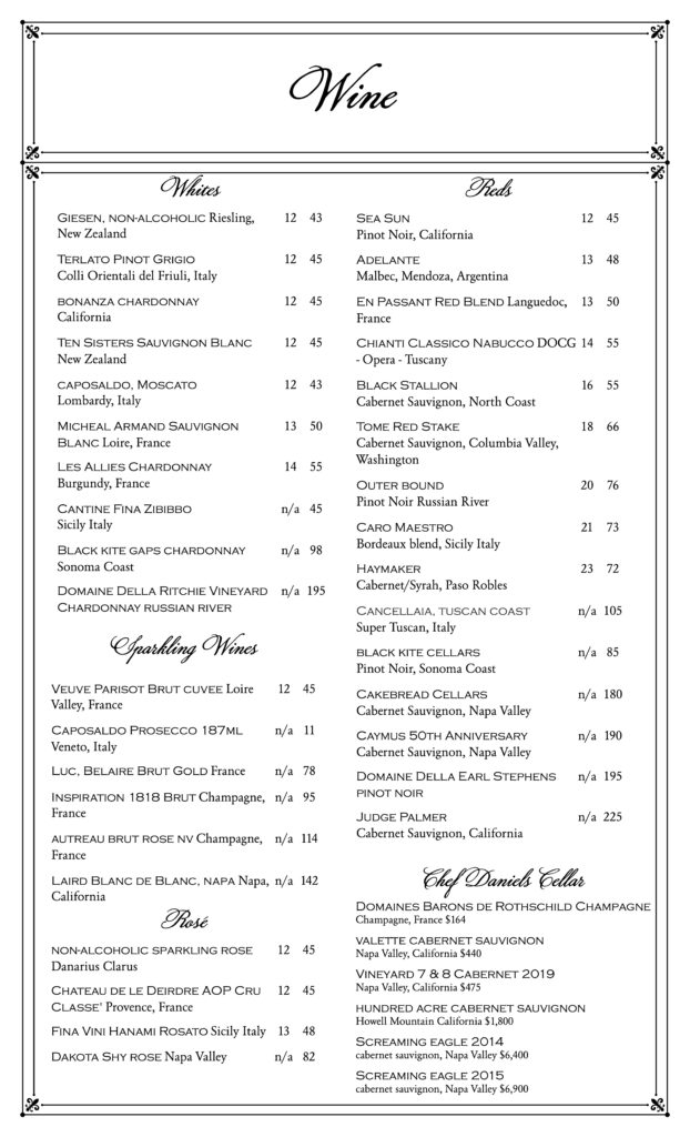 Alaina's Café dinner menu, page 2 of 2
